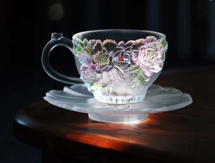 Twelve‑Month GuarTwelve‑Monthly Bloom Pâte‑de‑Verre Coffee Cup Set