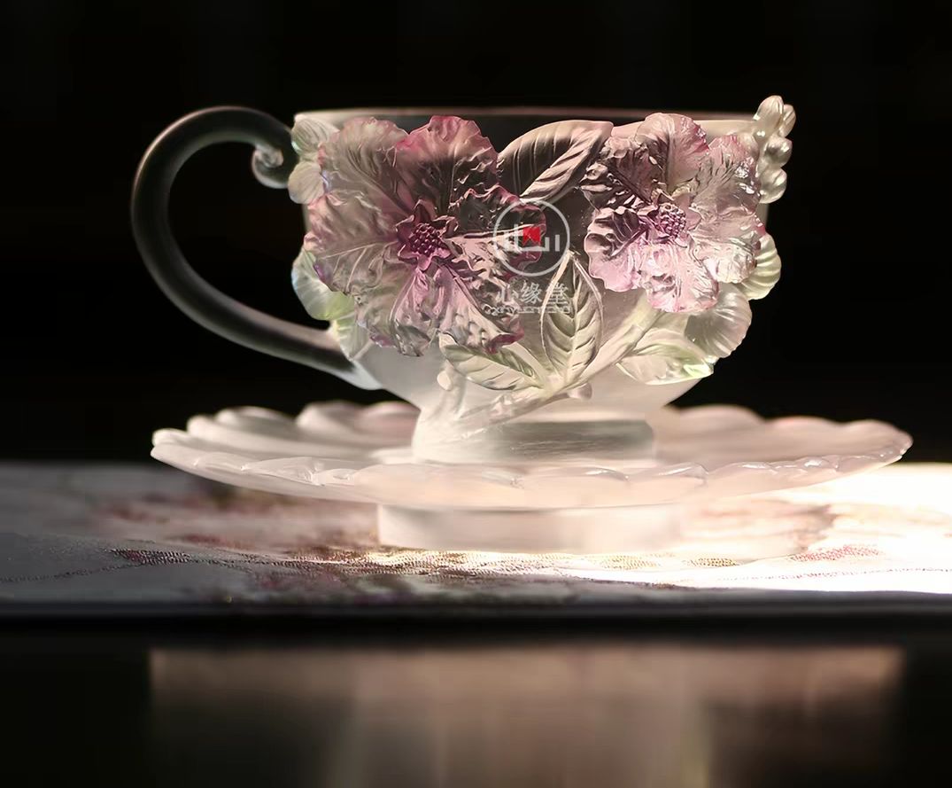 Twelve‑Month GuarTwelve‑Monthly Bloom Pâte‑de‑Verre Coffee Cup Set