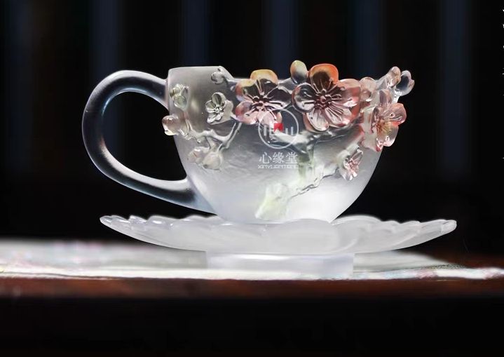 Twelve‑Month GuarTwelve‑Monthly Bloom Pâte‑de‑Verre Coffee Cup Set