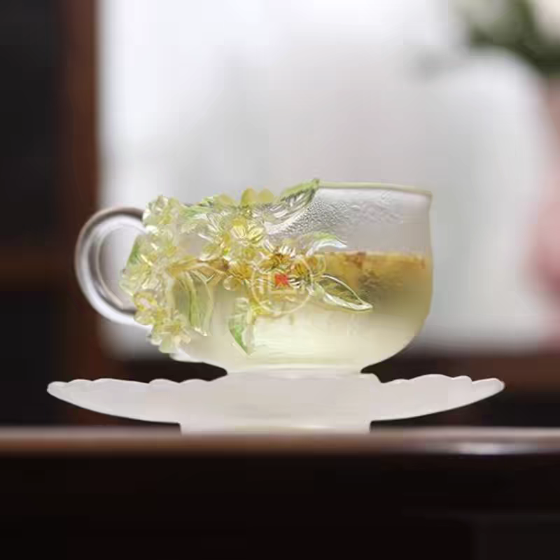 Twelve‑Month GuarTwelve‑Monthly Bloom Pâte‑de‑Verre Coffee Cup Set